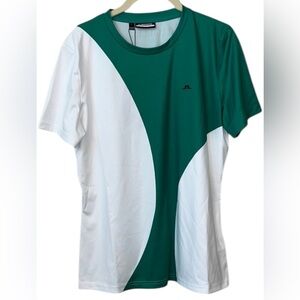 J.Lindeberg Golf Tennis Big Spots Tee Green And White Short Sleeve Top Size L